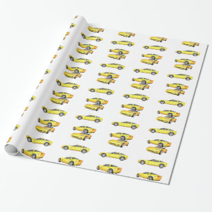 Papier Cadeau Corvette jaune :