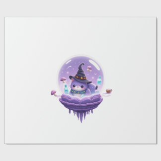 Papier Cadeau Cosmic Witch Cat Crystal Ball Kawaii Gift Wrapping