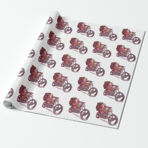 Papier Cadeau Costume de Noël père Noël Biker pour Invitatiatiat