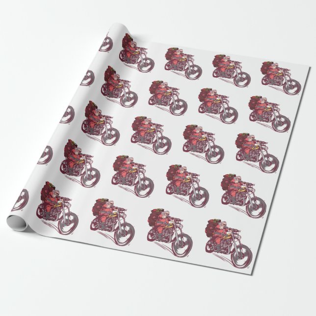 Papier Cadeau Costume de Noël père Noël Biker pour Invitatiatiat (Déroulé)