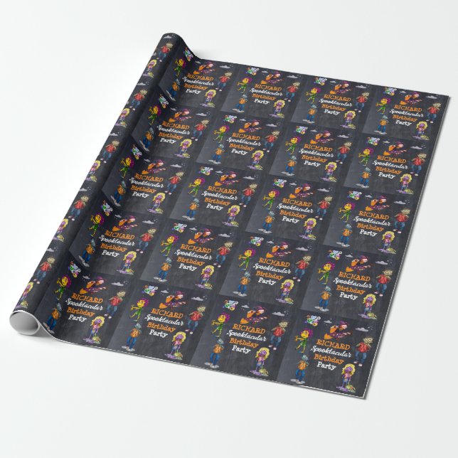 Papier Cadeau Costume d'Halloween éffrayant Papier enveloppant d (Déroulé)