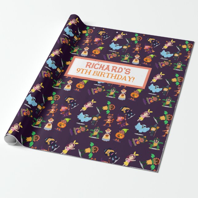 Papier Cadeau Costume d'Halloween mignonne Fête d'Anniversaire m (Déroulé)