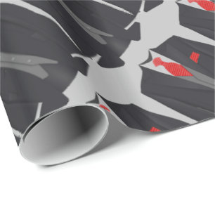 Papier Cadeau Costume noir et Cravate rouge pour hommes