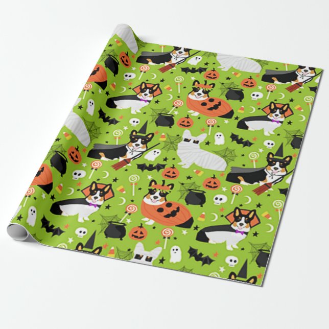 Papier Cadeau Costumes d'Halloween de Corgi (Déroulé)