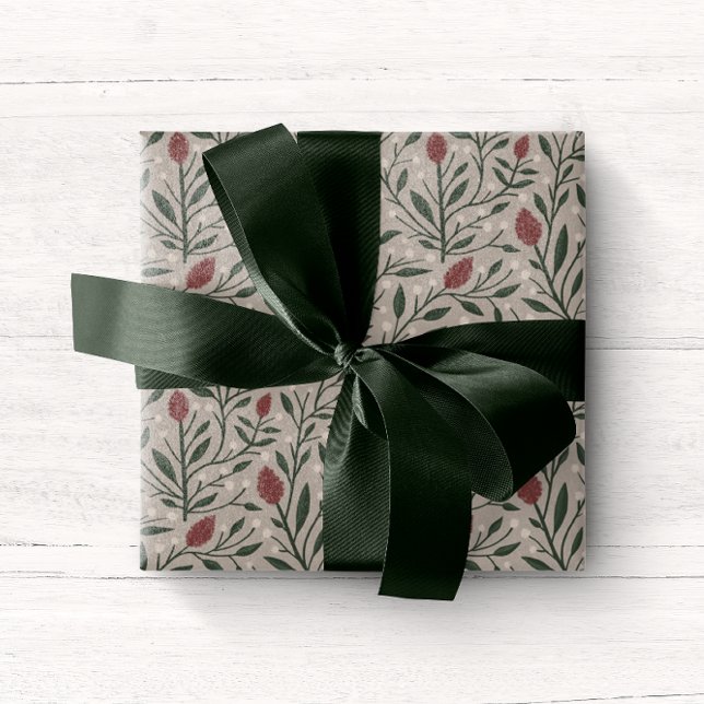 Papier Cadeau Cosy classique Floral Motif de Noël (Créateur téléchargé)