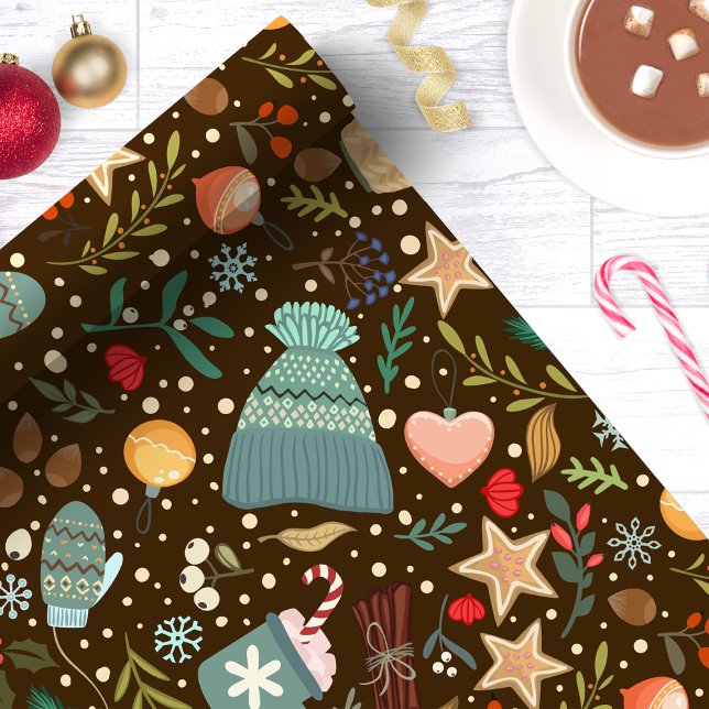 Papier Cadeau Cosy Cocoa et Mittens Joli Noël de Noël (Créateur téléchargé)