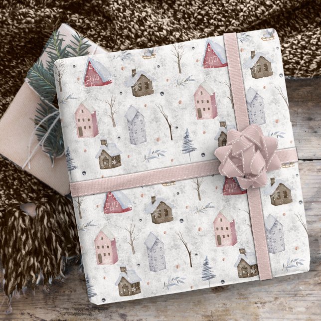 Papier Cadeau Cosy Home Christmas Pink ID985 (Créateur téléchargé)