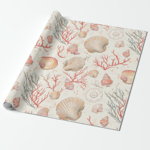 Papier Cadeau Côtière rustique - Coquillages, Starfish, Reef (16