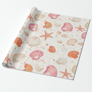 Papier Cadeau Côtière rustique - Coquillages, Starfish, Reef (28