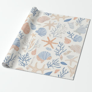 Papier Cadeau Côtière rustique - Coquillages, Starfish, Reef (34