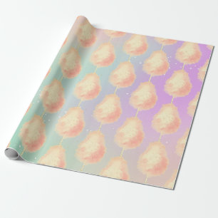 Papier Cadeau Coton bonbon étoile poussière pêche turquoise viol