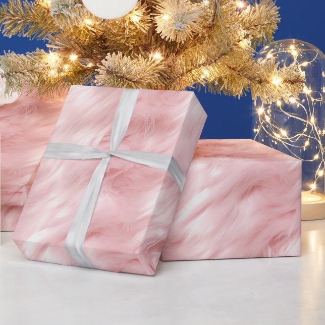 Papier Cadeau Coton Bonbons Blush Rose Faux Fur (Vacances)