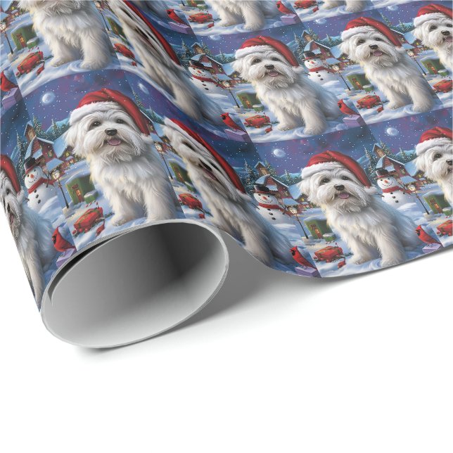 Papier Cadeau Coton De Tulear Winter Wonderland Christmas Joy (Coin rond)