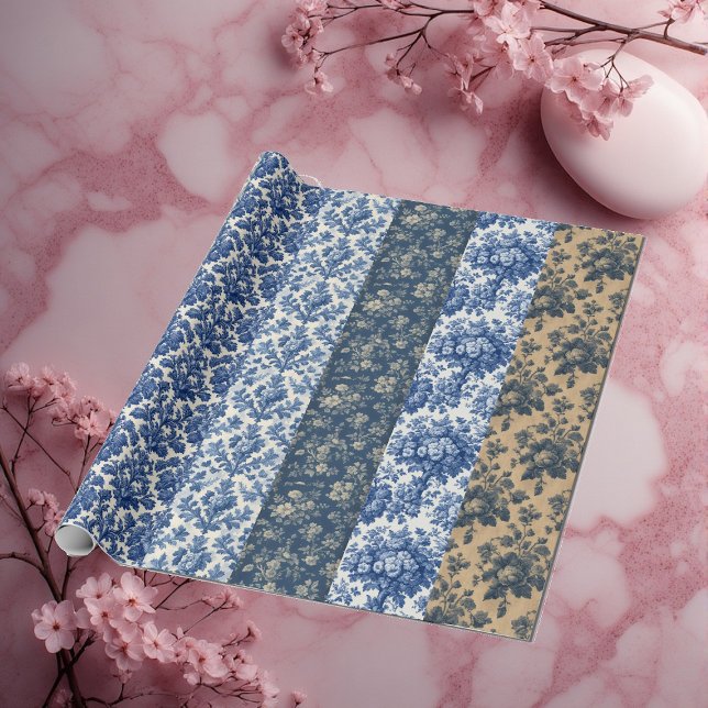 Papier Cadeau Cottage French Toile Heirloom Botanicals Collage  (Cottage French Toile Heirloom Botanicals Collage Wrapping Paper)