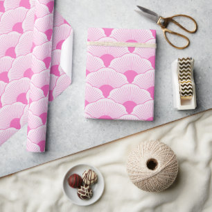 Papier Cadeau Coucher de soleil, rose tonique, texture béton