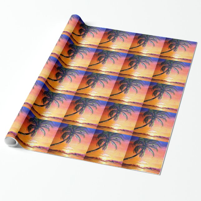 Papier Cadeau Coucher de soleil tropical (Déroulé)
