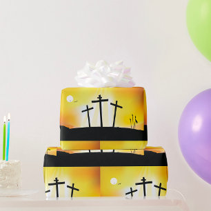 Papier Cadeau Coucher du soleil Croix religieuse