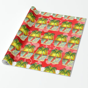 Papier Cadeau Coucher du soleil de plage de Noël