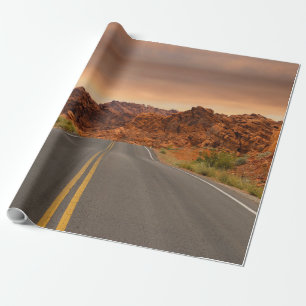 Papier Cadeau Coucher du soleil de voyage par la route