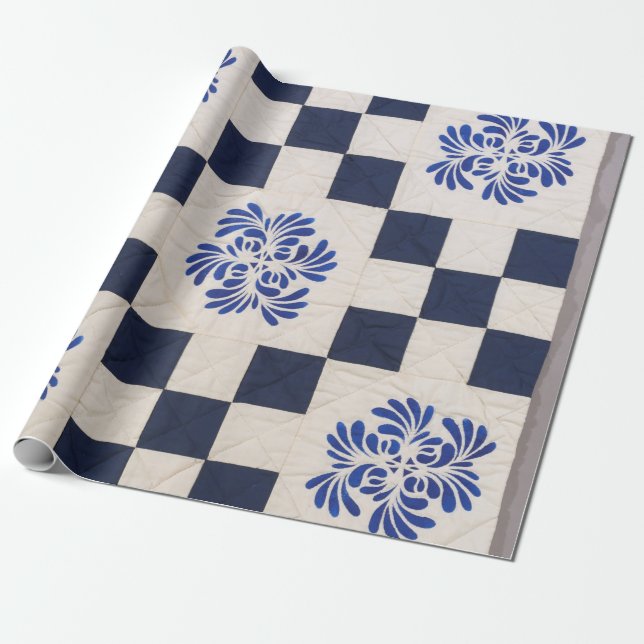 Papier Cadeau Couette bleue et blanche (Déroulé)
