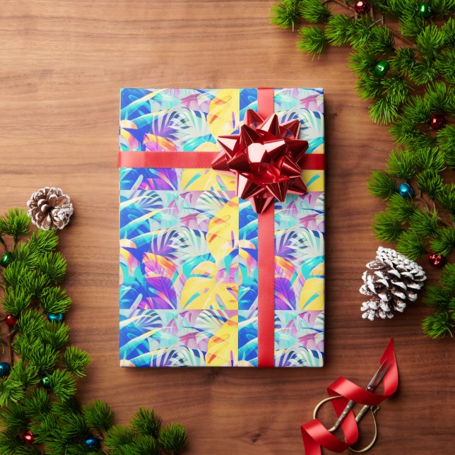 Papier Cadeau Couleur Abstraite florale moderne Pastel (Cadeau de vacances)