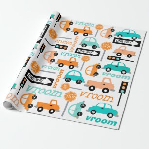 Papier Cadeau Couleur chaude de camion de voiture de transport