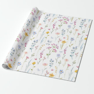 Papier Cadeau Couleur de l'eau motif floral