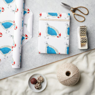 Papier Cadeau Couleur d'eau des poulets mignons