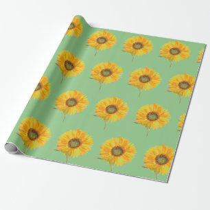 Papier Cadeau Couleur florale jaune tournesol été Russe