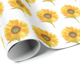 Papier Cadeau Couleur florale jaune tournesol été rustique W