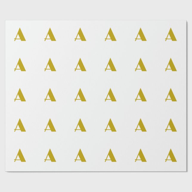 Papier Cadeau Couleur or Personnalisé Monogramme Lettre initiale (Plat)