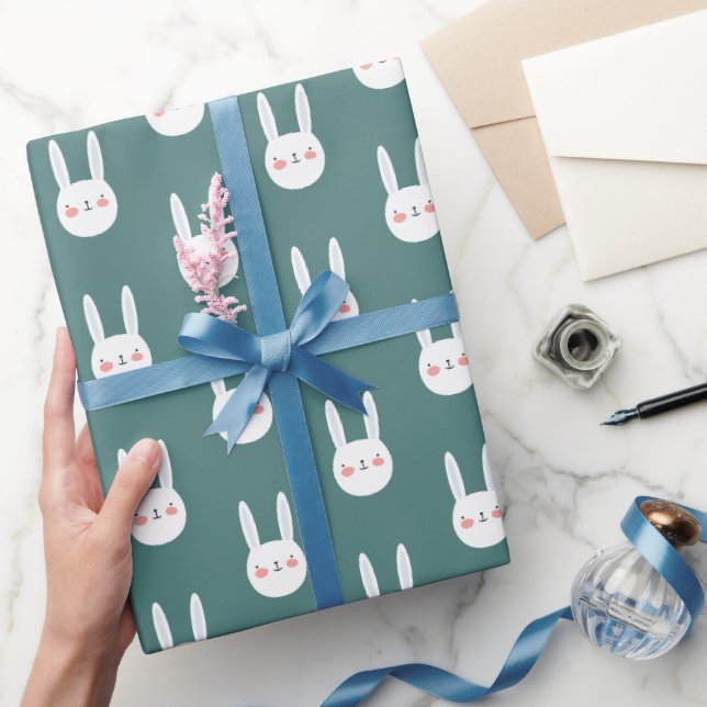 Papier Cadeau Couleur pastel de lapin blanc de couleur mignonne (Cadeaux)