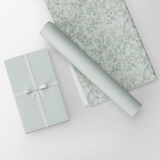 Papier Cadeau Couleur solide minimaliste blanche de couleur vert