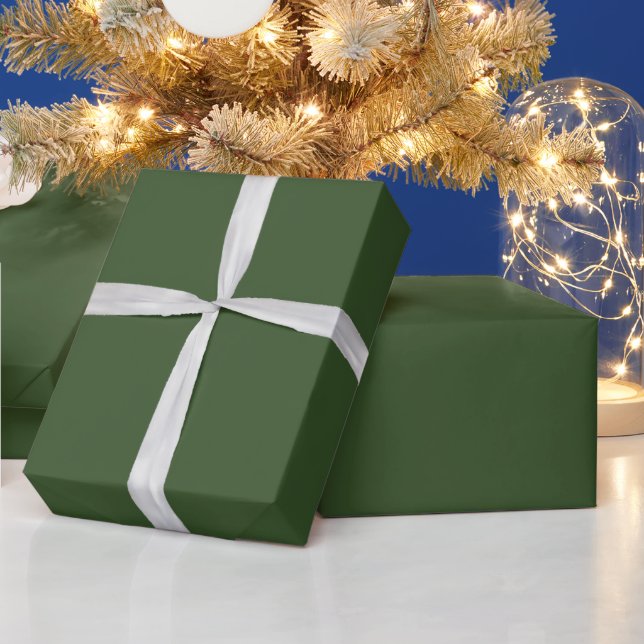 Papier Cadeau Couleur solide verte de mousse foncée (Vacances)