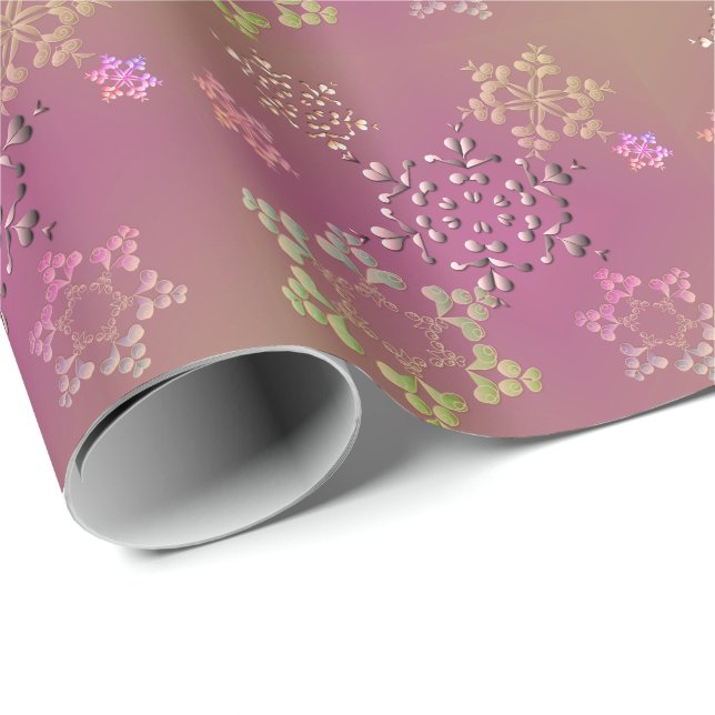 Papier Cadeau Couleur terne Snowflakes (Coin rond)