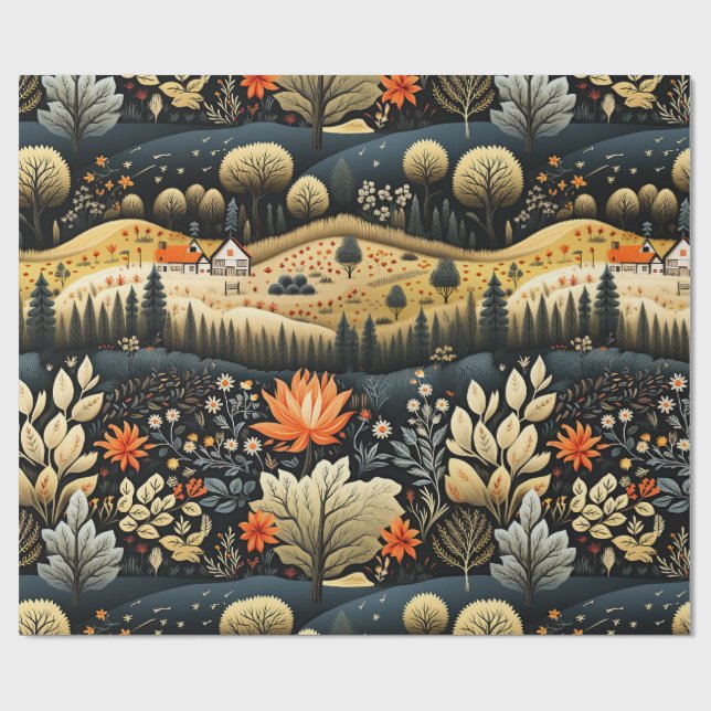 Papier Cadeau Couleurs agricoles automnales (Plat)