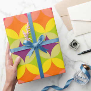 Papier Cadeau Couleurs amusantes Hippie motif fête envelopper
