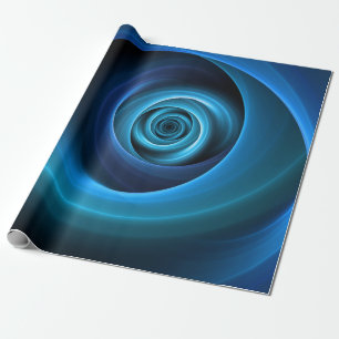 Papier Cadeau Couleurs bleu spirale 3D Art Abstrait fractal mode