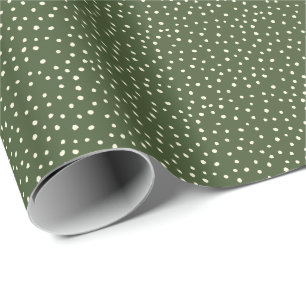 Papier Cadeau Couleurs d'automne Taches vertes à pois