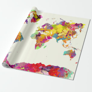 Papier Cadeau couleurs de carte du monde
