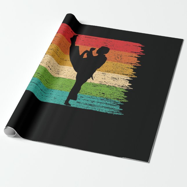 Papier Cadeau Couleurs de ceinture karaté Silhouette (Déroulé)