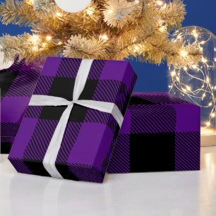 Papier Cadeau Couleurs DIY Buffalo Plaid Tartan HG SV Noir Viole