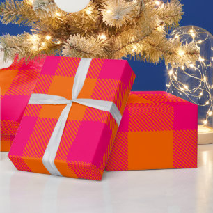 Papier Cadeau Couleurs DIY Buffalo Plaid Tartan LG SV Orange Ros