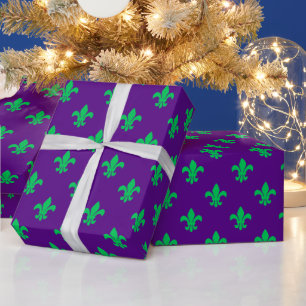 Papier Cadeau Couleurs DIY Fleur de Lis Lys Grand SV Violet Vert