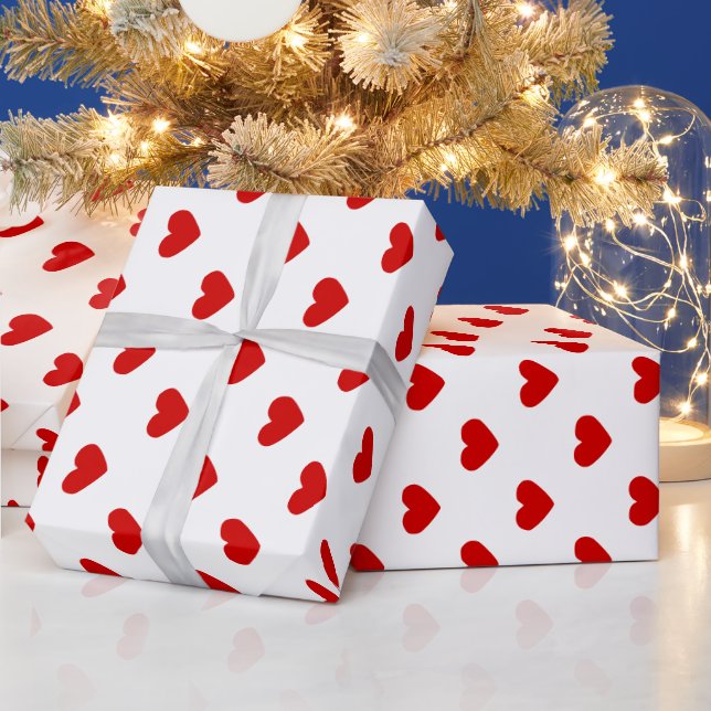 Papier Cadeau Couleurs DIY Motif Cœurs Rouge Blanc (Vacances)