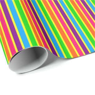 Papier Cadeau Couleurs Enfants Fous 09-Striped Enveloppement Cad