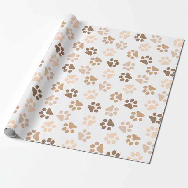 Papier Cadeau Couleurs neutres des pattes de chien (Déroulé)