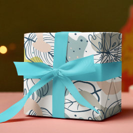 Papier Cadeau Couleurs pastel feuille et formes organiques motif