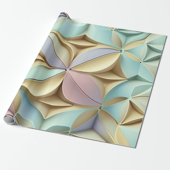 Papier Cadeau Couleurs pastel motif effet 3D (Déroulé)