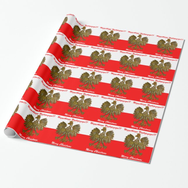 Papier Cadeau Couleurs polonaises de drapeau avec l'enveloppe de (Déroulé)